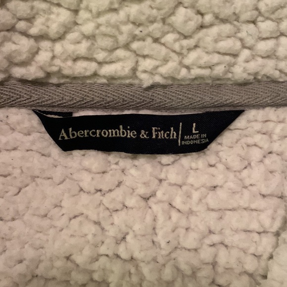 Abercrombie & Fitch Sherpa Open Front Cardigan in Grey Sz Large - Picture 4 of 5
